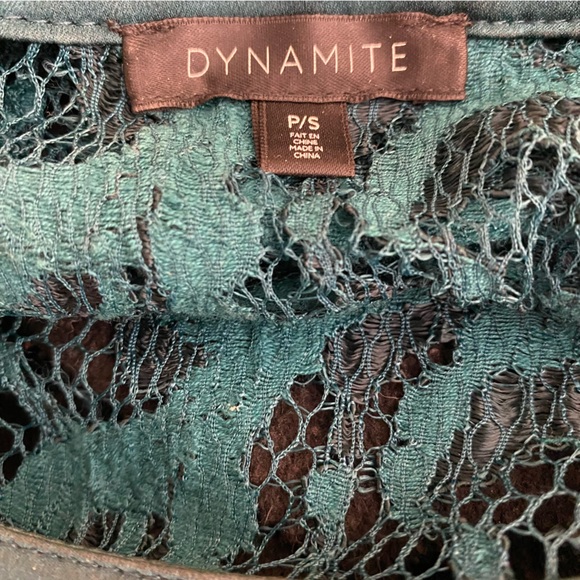 ^^HOST PICK^^ Teal Lace Overlay Blouse Sexy See Through • Size S - Picture 7 of 7